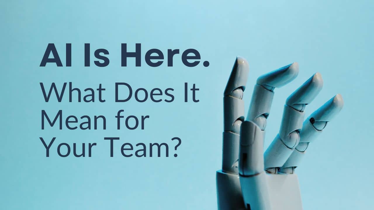 For this article by Jo Ilfeld, CEO of Incite to Leadership on what AI means for your team the image shows a robot hand.